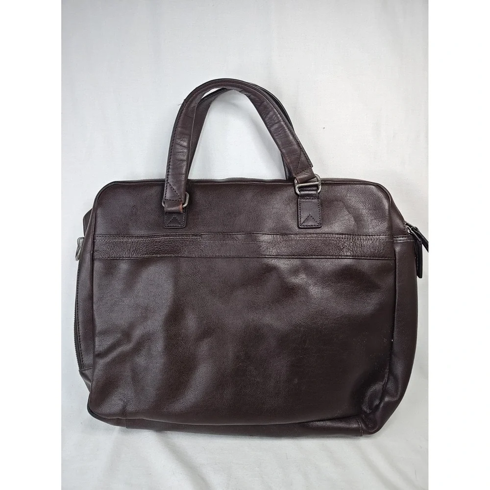 Tumi T-Tech Brown Leather Briefcase Laptop Bag Messenger Missing Buckle READ!!